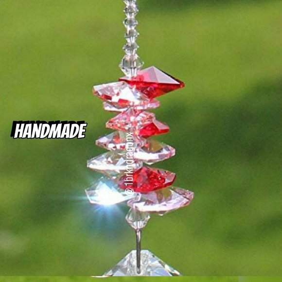 NWT K9 Glass Crystal Wishing Thread Interlocking Hearts Garden Window Pendant - Picture 15 of 16